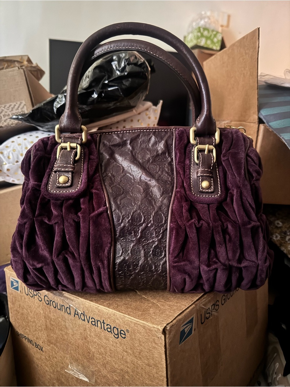 Juicy Couture ~ Vintage Bowler Bag ~ Velvet Dark Plum - Picture 2 of 5